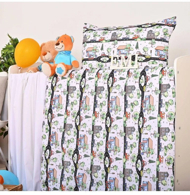 Obliečky detské bavlnené Mesto EMI, Detský set 90x130 + 45x65