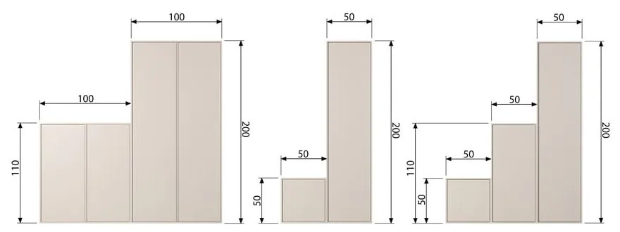Krémová modulárna skriňa z borovicového dreva 100x200 cm Daily – vtwonen