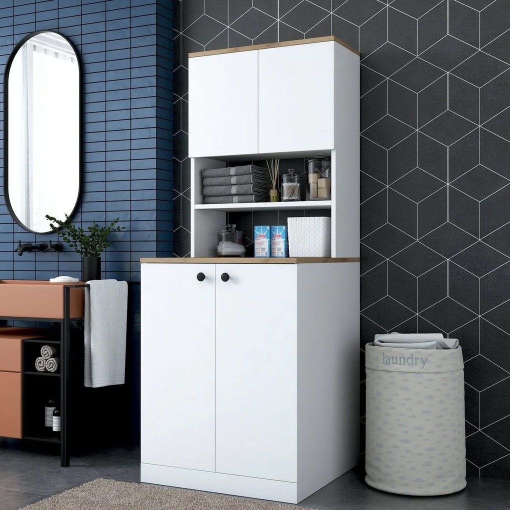 Skriňa nad práčkou Kira White a Walnut