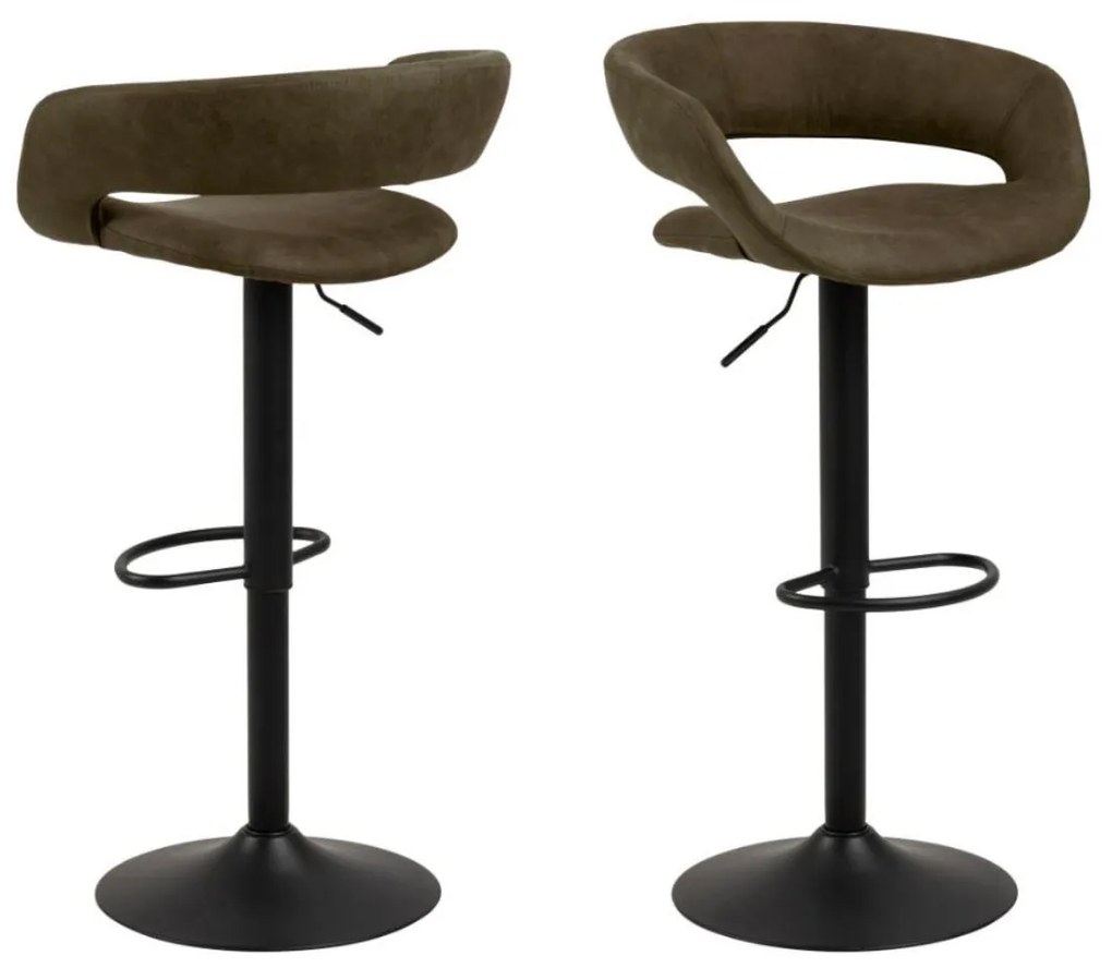 Barová stolička s operadlom Grace do kuchyne, otočná, výškovo nastaviteľná, olivová (84693)