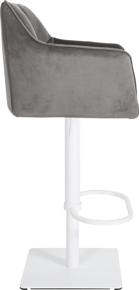 Barová stolička Damaso W - zamat, biely rám - Sivá