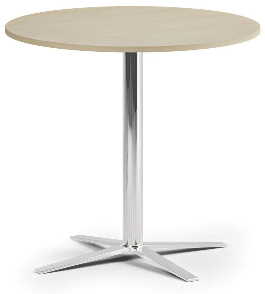 Konferenčný stolík AURA, priemer 80 cm, chróm podnož, breza