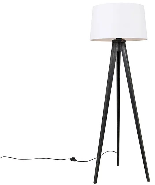 Trojnožka čierna s tienidlom z ľanu biele 45 cm - Tripod Classic