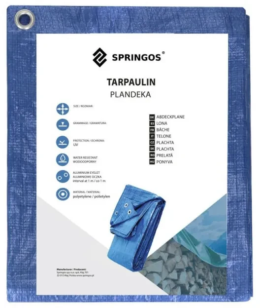 SPRINGOS Krycia plachta s okami 3x5 m, 60g PE, modrá SPRINGOS PROTECT