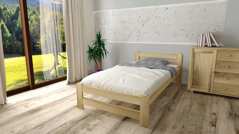 Detská posteľ z masívu borovice EURO - 200x90 cm - prírodná