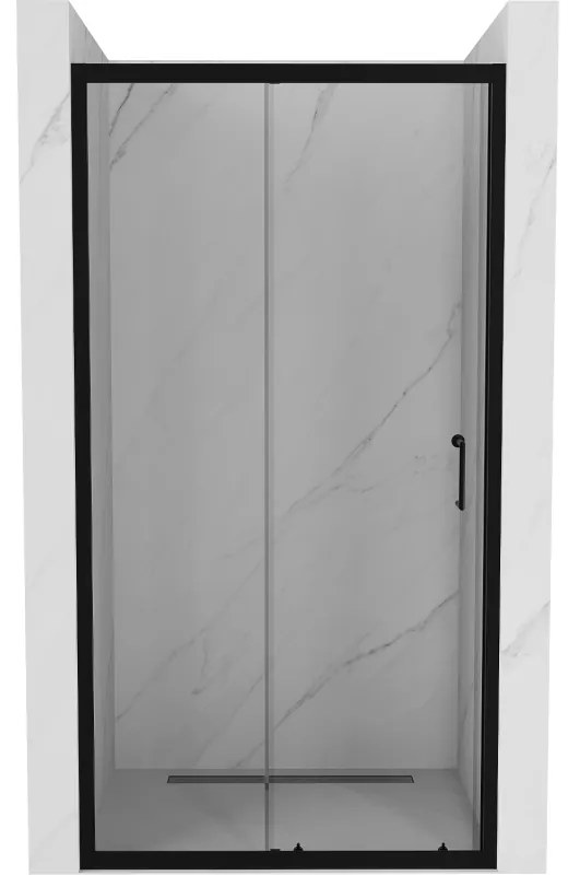 Mexen Apia, posuvné dvere do otvoru 145 x 190 cm, 6mm číre sklo, čierny profil, 845-145-000-70-00