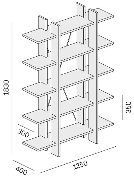 Kancelársky regál vysoký krátky SOLID, 1250 x 400 x 1825 mm, biela