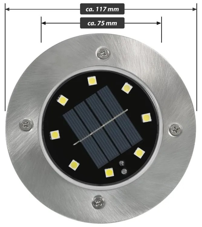 Sada solárnych záhradných vstavaných svietidiel, 8 LED, 12 k