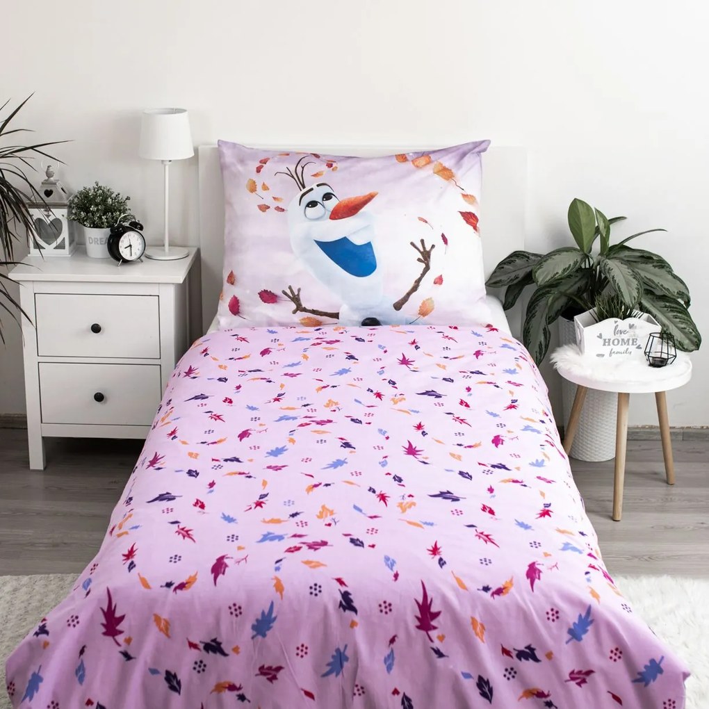Detské obliečky Frozen 140×200 + 70×90 cm – 100 % bavlna, Disney licencia, Elsa, Anna a Olaf