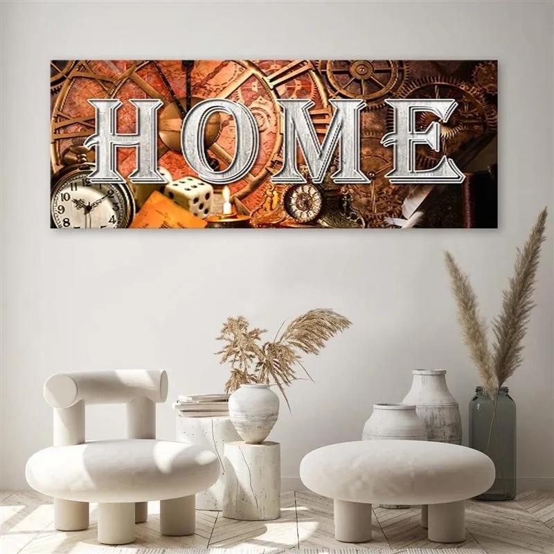 Obraz na plátně Home Retro Hnědý nápis - 150x50 cm