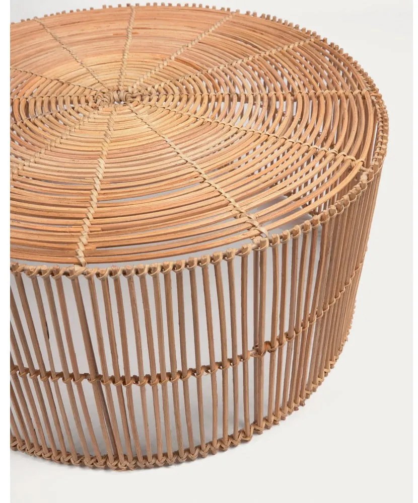 Ratanové okrúhle konferenčné stolíky v súprave 2 ks v prírodnej farbe ø 66 cm Elmima – Kave Home