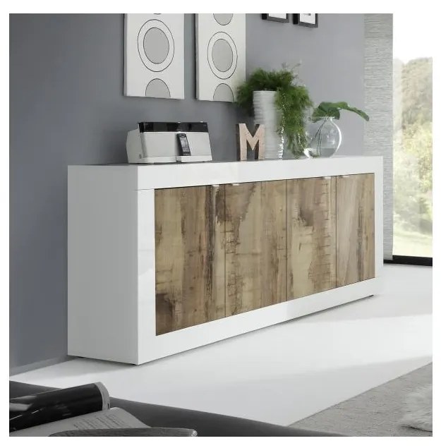 Komoda NERILA biela/hnedá