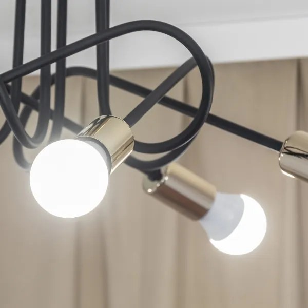 Prisadený luster OXFORD 5xE27/15W/230V zlatá/čierna