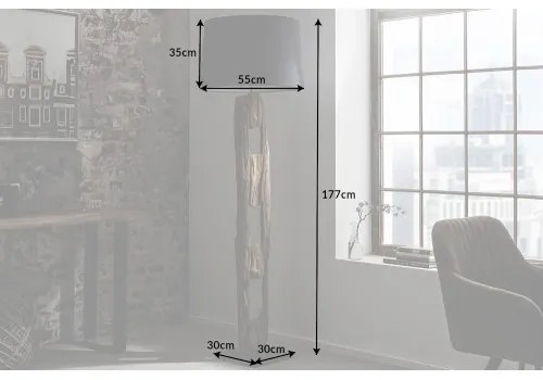Stojaca lampa 41043 Barracuda 177cm Čierna Drevo Acacia - Komfort-nábytok