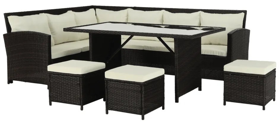 Záhradný set, hnedá/krémová, STARK