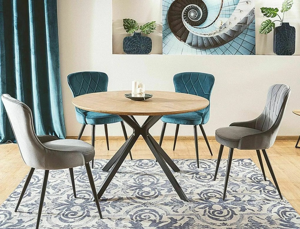 Sametová jídelní židle Lotus šedá