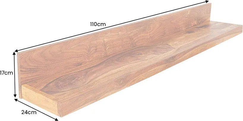 Dizajnová nástenná polica Elegant 110 cm Sheesham