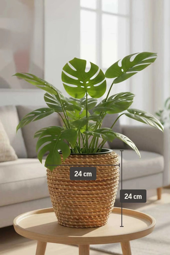 Interiérový kvetináč MASTELLO, ratan, 24x24 cm, natur