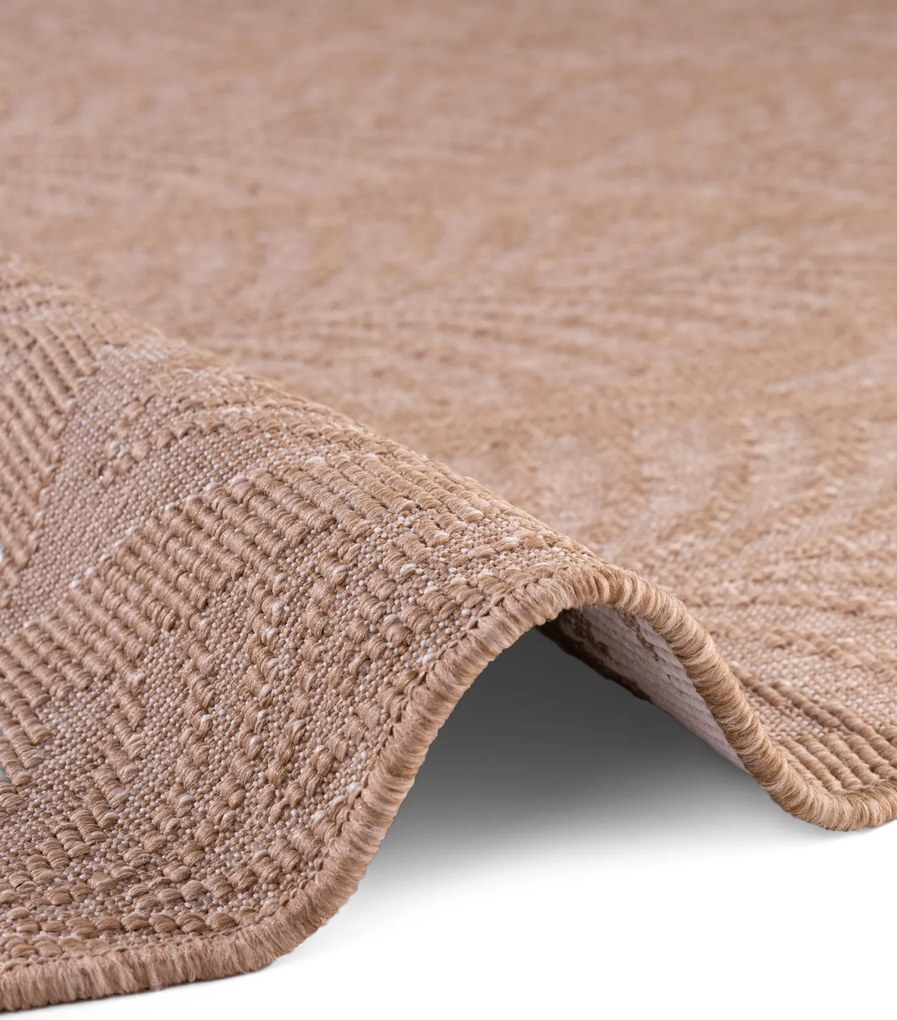 NORTHRUGS, Kusový koberec Duet Liora 106247 Beige/White kruh - na von aj na doma, 160x160 (priemer) kruh, béžová, chodba / predsieň