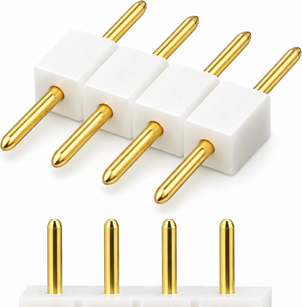 Vidlicový konektor pre RGB LED pásiky, 4-pinový rebríkový konektor, biely