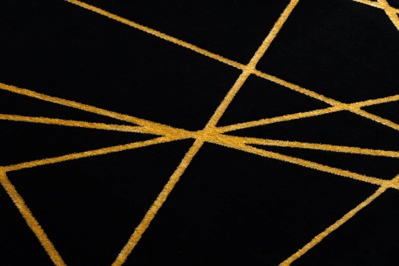 Dywany Łuszczów, Kusový koberec Gloss 406C 86 geometric black/gold, 280x370, čierna, chodba / predsieň