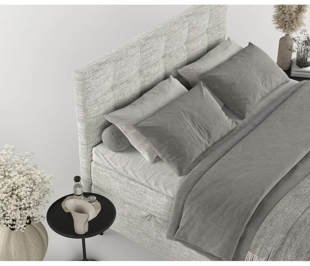 Svetlosivá boxspring posteľ s úložným priestorom 200x200 cm Urbaneo – Maison de Rêve