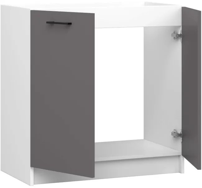 Spodná kuchynská skrinka pod drez OLIWIA S80ZL biela / grafitová / sivá