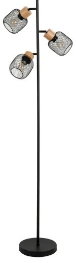 Brilagi - Stojacia lampa BASKLITE 3xE27/15W/230V kaučukové drevo/čierna