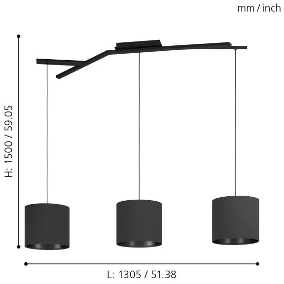 Eglo 39886 - Luster na lanku BALNARIO 3xE27/40W/230V