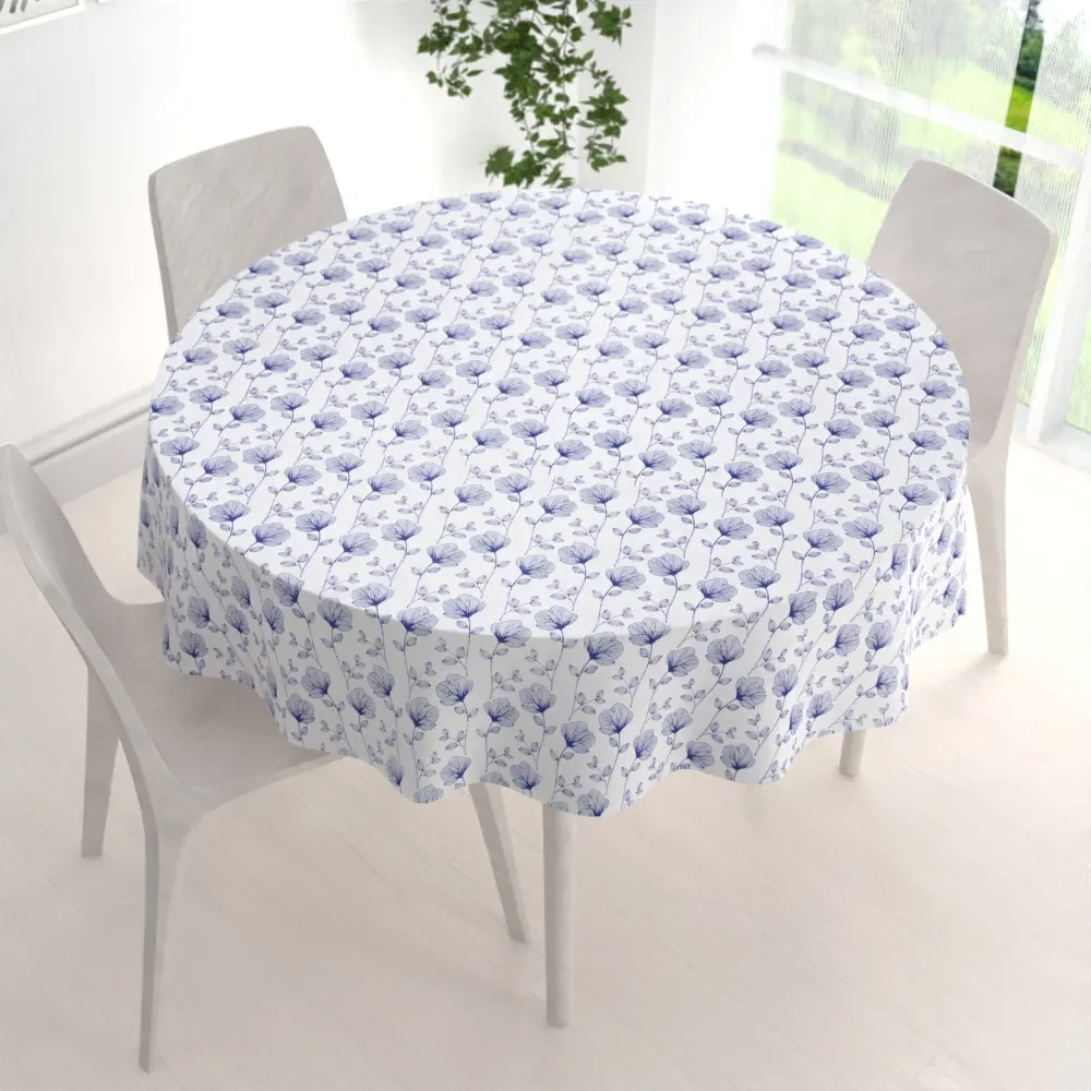 Biante Bavlnený okrúhly obrus Sandra SA-254 Modré poľné kvety Ø 130 cm