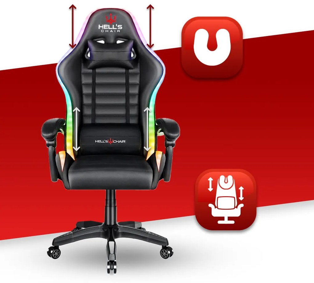Herné kreslo Hell's Chair s LED podsvietením HC- 1003