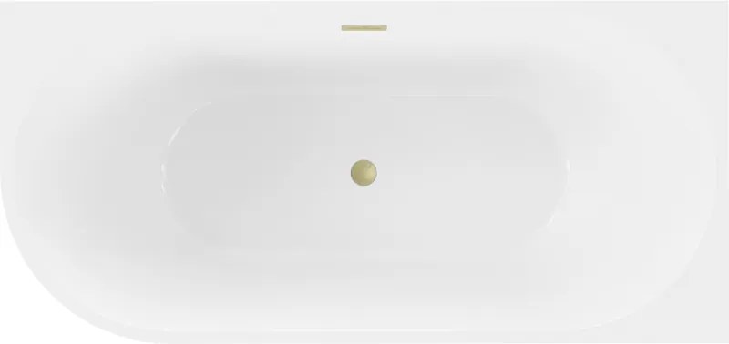 Mexen Mia, voľne stojaca rohová vaňa, pravá, 180 x 80 cm, biela, zlatý matný prepad, 52691808000P-55