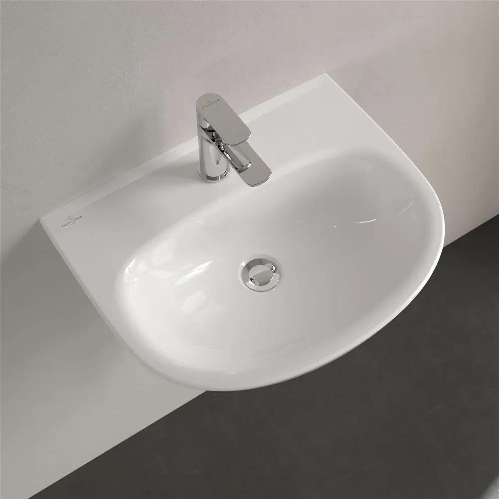 VILLEROY &amp; BOCH O.novo závesné umývadlo s otvorom, bez prepadu, 550 x 440 mm, biela alpská, s povrchom CeramicPlus, 4A4056R1