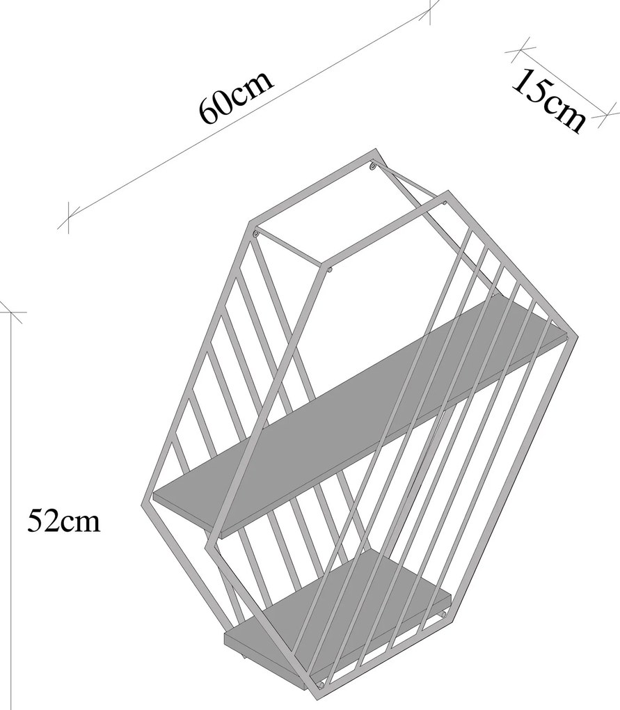 Nástenná polica ANEMONE VULGARIS čierna/tmavý orech