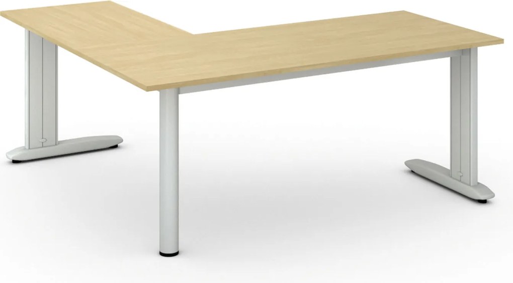 Rohový kancelársky písací stôl PRIMO FLEXIBLE, 180x180 cm, breza