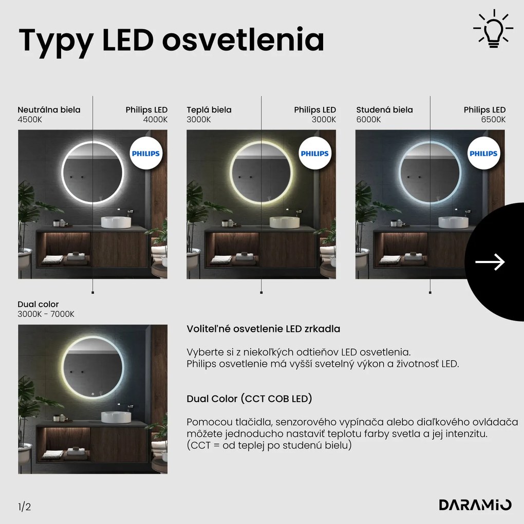 Okrúhle zrkadlo s LED svetlom E1