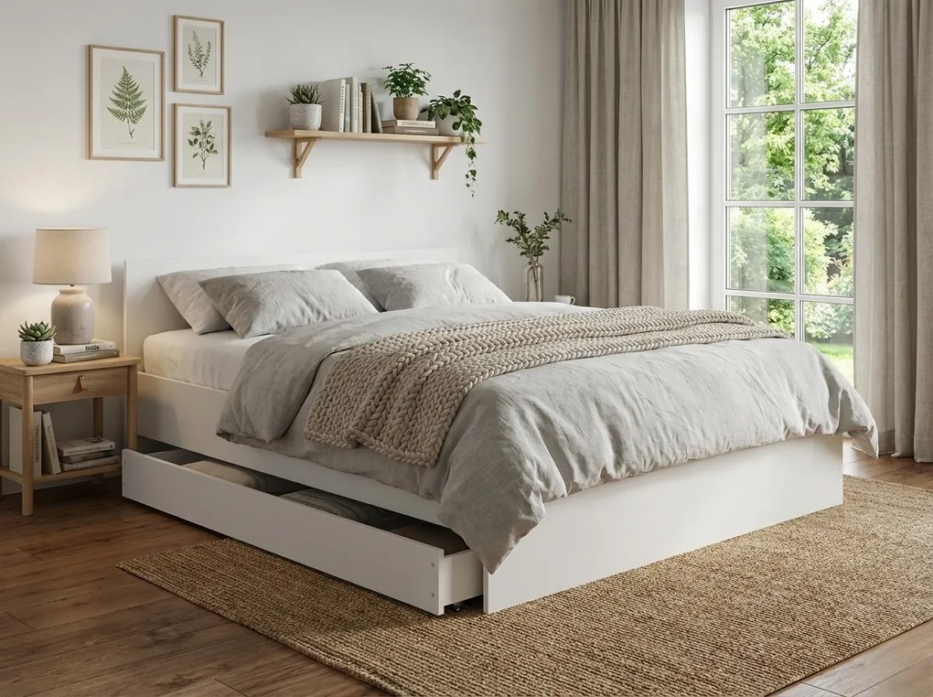 Posteľ ELISA 120 x 200 cm, biela Rošt: S lamelovým roštom, Matrac: Matrac COCO MAXI 20 cm