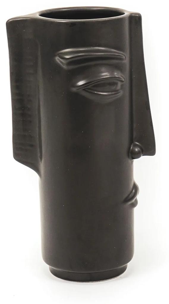 Dekoračná keramická váza Face "Profile", Black Matt