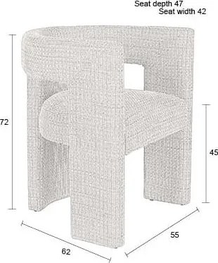 Krémovobiele čalúnené jedálenské kreslo s podrúčkami Medina – Dutchbone