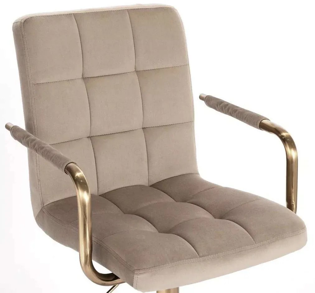 LuxuryForm DESIGN Otočná stolička VERONA GOLD VELUR na zlatom kríži - latte