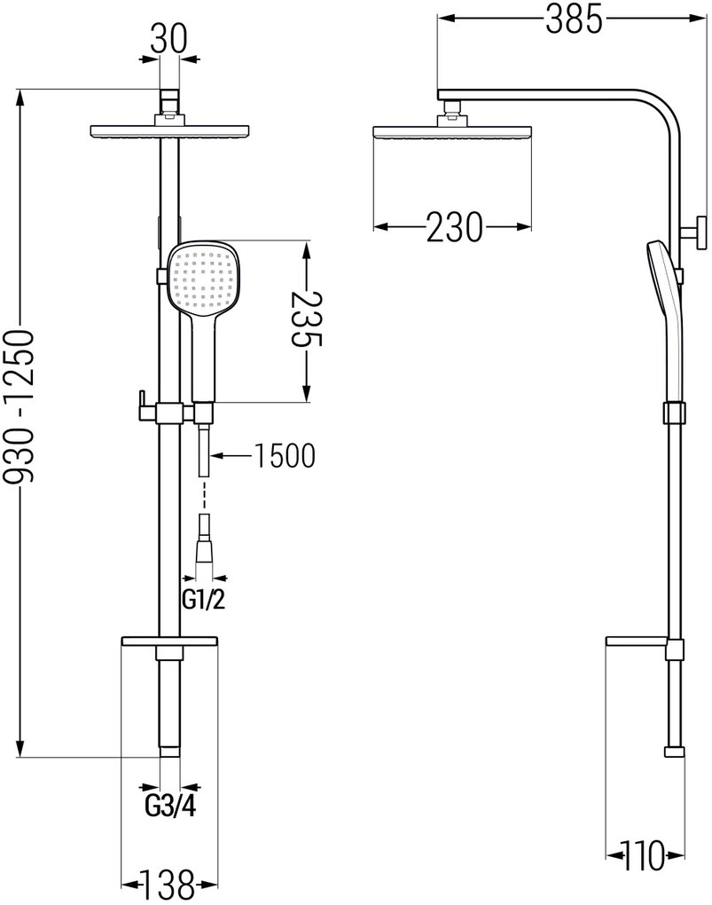 Mexen - Sprchový stĺp Q33, chróm / biela, 798333395-02