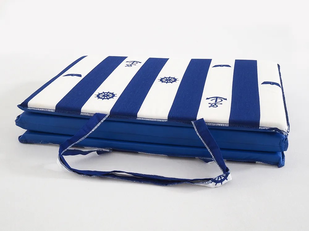 Plážové ležadlo PRUH A KOTVIČKA 137x49 cm, modro-biele