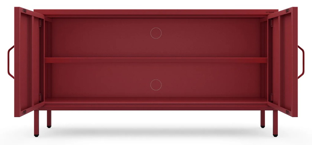 TV skrinka kovová na nožičkách červená, 1150x595x400 mm: ROSA Modern