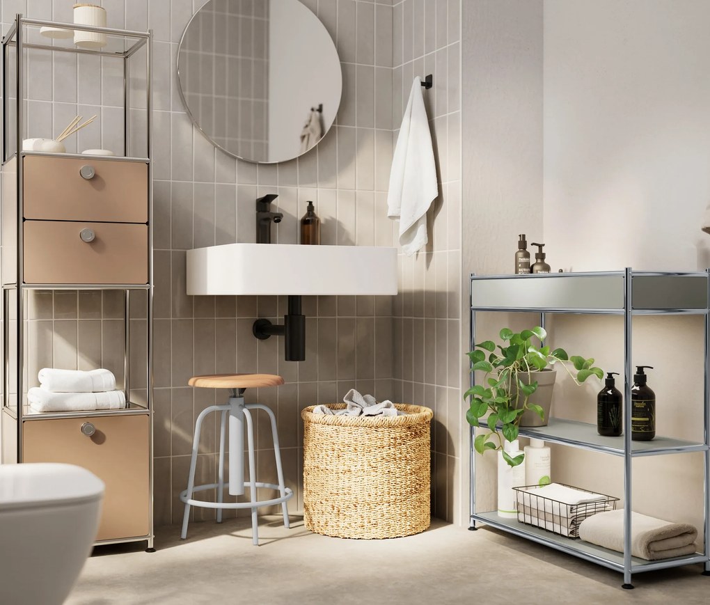 Kovová konzola »CN3 Slim Line« s poličkou, svetlosivá