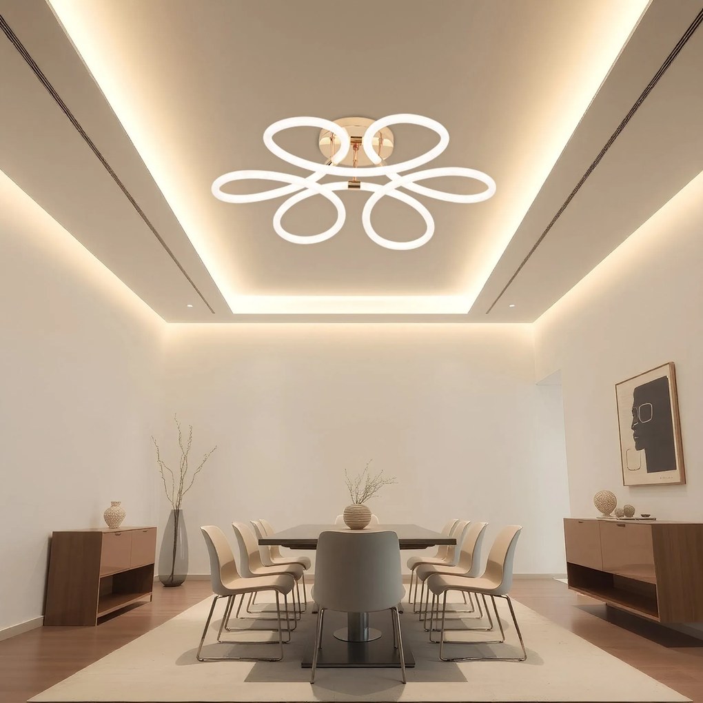 Toolight Toolight, LED moderné stropné svietidlo, 99W, 4000K, 5000lm, G023-C, biela-zlatá lesklá, OSW-06374