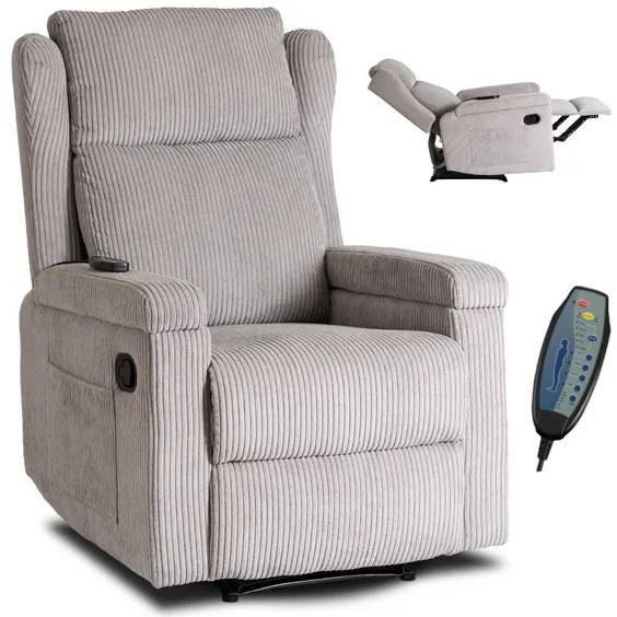 Masážne kreslo ANDREA, sivý menčester