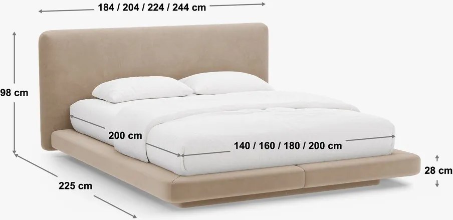 Béžová čalúnená dvojlôžková posteľ 200x200 cm Linea – Micadoni