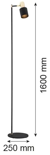 Argon 4259 - Stojacia lampa DORIA 1xE27/15W/230V čierna/mosadz