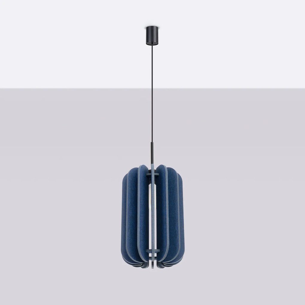 Závesné svietidlo Mula, 1x modré plstené tienidlo, (fi 27cm)