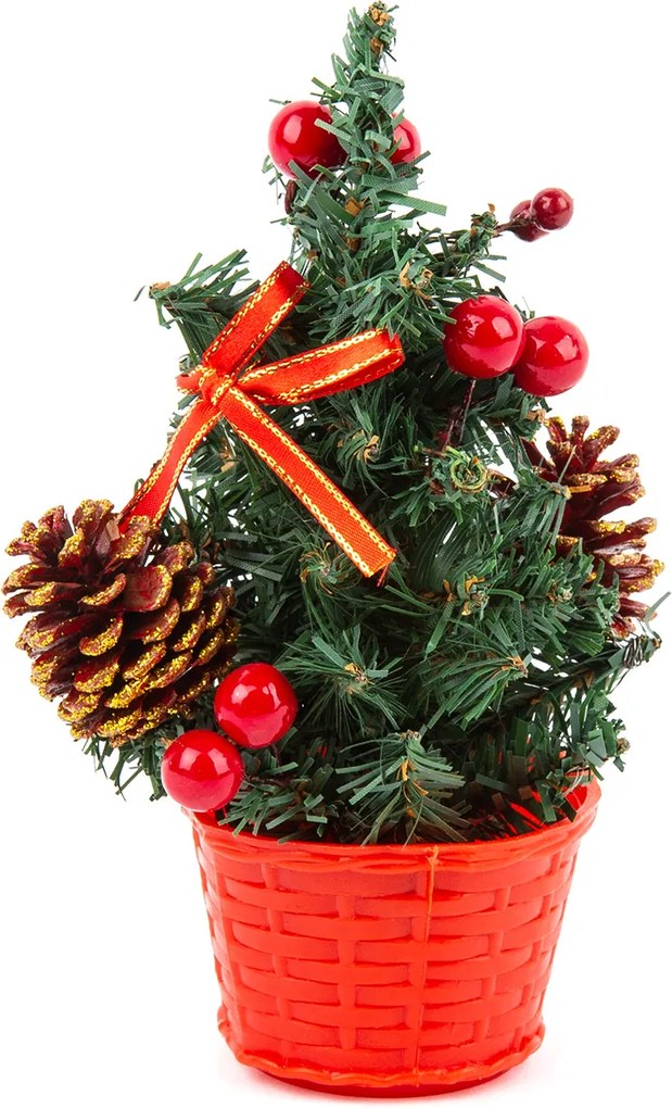 Vianočný stromček s mašľou červená, 20 cm